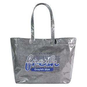 Large PVC Tote Bag for Women Clear Totes Bags <b>Plastic</b> <b>Letters</b> Print Handbag Kraft Paper Hobo Bag for Work Travel - Product Image 1