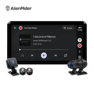 AlienRider M12 프로 오토바이 카플레이 안드로이드 자동 네비게이션 6.1 터치 스크린 77GHz 밀리미터 웨이브 레이더 사각지대 감지