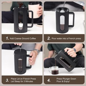Cafetière à piston, <span class=keywords><strong>carafe</strong></span> <span class=keywords><strong>en</strong></span> <span class=keywords><strong>verre</strong></span> borosilicate résistant à la chaleur, cafetière/théière, mousseur à café, 1000ML & 34OZ - Product Image 3