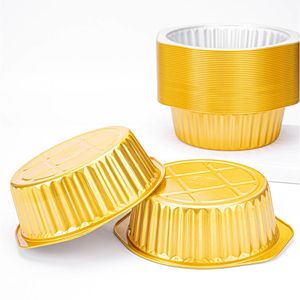 RE3G Boîte à lunch jetable en or avec couvercle Conteneur rond en feuille d'aluminium Type plastique PP - Product Image 1