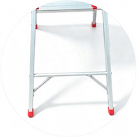 Échelle pliante moderne à 5 marches avec cadre en aluminium ultra-léger, marches larges antidérapantes et plateau porte-outils, conforme EN 131, pour usage résidentiel et supermarché