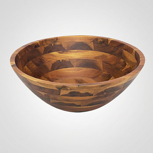 Bol à salade en bois d'acacia, finition naturelle, artisanal, ensemble de 3 ustensiles écologiques, compatible micro-ondes et four, lavage à la main uniquement - Product Image 1