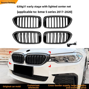 Parrilla Delantera Negra AURON Estilo Riñón de Doble Listón ABS para BMW Serie 5 G30 G38 2017-2020 Pre-LCI, Parrilla de Modificación con LED - Product Image 4