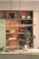 Vermonhouzz Armoire de cuisine personnalisée avec vitrine, armoire de cuisine modulaire sans poignée, étagère de rangement ouverte