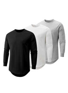 Camisetas al por mayor personalizadas para hombre, estilo hip hop, extralargas, básicas, con línea reflectante y diseño festoneado. - Product Image 3