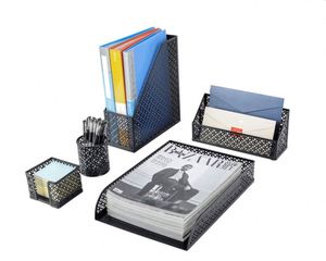 5 Piece Cute Office Desk Organizer Set Desktop Accessories - Stackable Desk <b>Tray</b> Letter Sorter Pencil Holder <b>File</b> Holder - Product Image 3