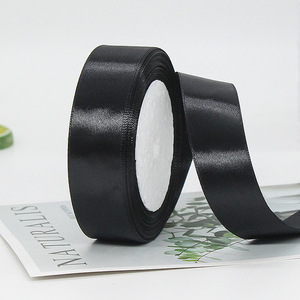 Ruban en satin noir de 1 cm à 5 cm, polyester, artisanat, emballage cadeau, accessoires de bijouterie DIY, origine Yiwu, hiver 2025 - Product Image 3