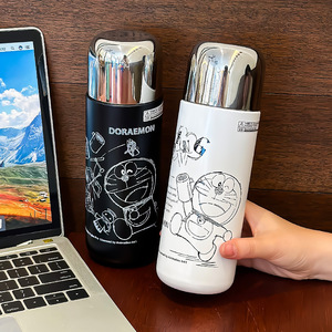 Termo de acero inoxidable Doraemon de 500 ml, botella de agua aislada para mujeres estudiantes, regreso a la escuela, verano 2024 - Product Image 3