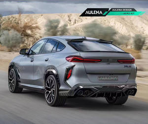 Pour BMW X6M Kit de carrosserie en fibre de carbone X6M Diffuseur de lèvre avant en fibre de carbone Spoiler jupe latérale Kit de carrosserie large - Product Image 2