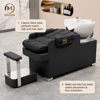 Fauteuil de lavage semi-inclinable en céramique de style moderne avec système de rinçage par eau en métal pour salons de coiffure, barbiers et spas, vente en gros, noir
