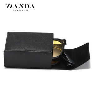 Danda Eyewear – étui à lunettes de soleil tendance, boîte carrée en cuir noir, type rangement pour lunettes - Product Image 5