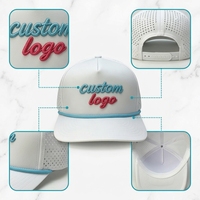 Casquette de surf imperméable personnalisée, logo brodé 3D, perforations découpées au laser, casquette de baseball sportive à 5 panneaux, chapeau de soleil de golf