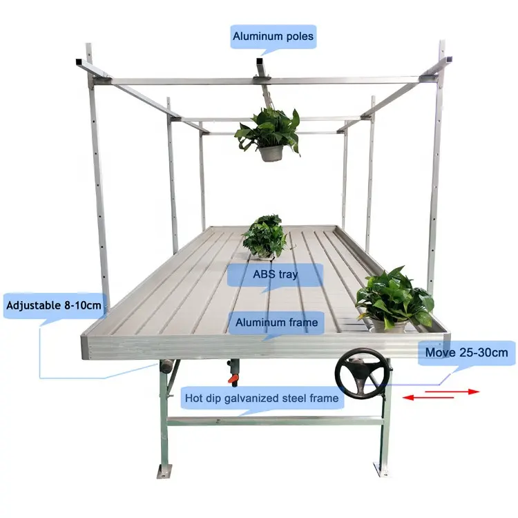Tavolo di coltura idroponica utilizzato di inondazione di alluminio a effetto serra/crescere vassoio con il basamento