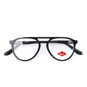 OEM超薄醋酸纤维双桥眼框光学眼镜男士不锈钢处方眼镜眼镜框