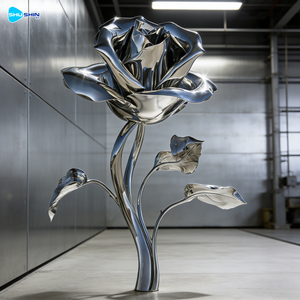 Escultura Moderna y Popular de Tulipán en Acero Inoxidable Pulido con Impresión UV y Soldadura, de Gran Tamaño, para Decoración Urbana - Product Image 5