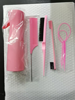 6 pièces ensemble de peignes de coiffure rose brosse à queue de rat peigne bord brosse peigne de rat pour femmes et filles coiffure