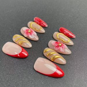 <span class=keywords><strong>Uñas</strong></span> Postizas Reutilizables Hechas a Mano <span class=keywords><strong>de</strong></span> Alta Calidad con <span class=keywords><strong>Flores</strong></span> Talladas en 3D, Estilo <span class=keywords><strong>de</strong></span> Gran Venta al Por Mayor - Product Image 3
