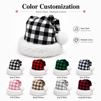 Chapeau de Père Noël personnalisé à carreaux avec bordure en peluche douce, chapeau de Noël disponible en plusieurs couleurs pour les cadeaux de Noël, les événements et service de logo personnalisé