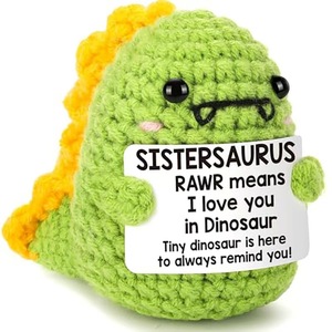 Cadeaux créatifs et positifs en forme d'animaux au crochet (dinosaures et vaches) pour le soutien émotionnel et stimulant des collègues et de la famille, et cadeaux mignons en forme de dinosaures pour la remise des diplômes - Product Image 5