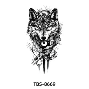 Tatuaje Temporal de Transferencia de Agua con Diseño de Lobo, Tigre y Rosa, Adhesivo Ecológico para Arte Corporal y Facial para Adultos - Product Image 4
