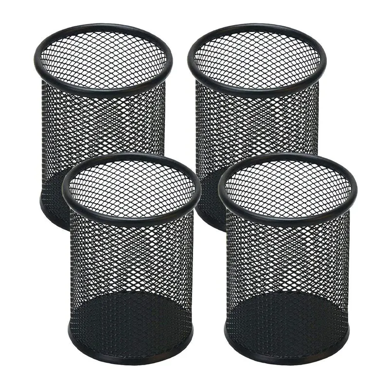 4 Pack Black Mesh Pencil Holder Round Table nurse Metal Pen Holder for Desk Office Pen Organizer