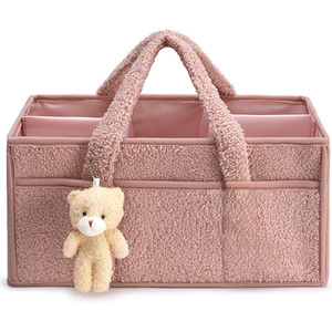 กระเป๋าเก็บผ้าอ้อมเด็กผ้าขนแกะเท็ดดี้ 38x25x18 ซม. แบบพกพา สำหรับจัดเก็บของใช้ในบ้าน วัสดุผ้าพลัฌ รูปทรงกระเป๋าถือ - Product Image 1