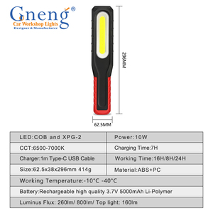 Torcia ricaricabile USB Gneng di buona qualità torcia a clip da 10watt officina per auto lampada da lavoro a Led magnetica multifunzionale Cob - Product Image 5
