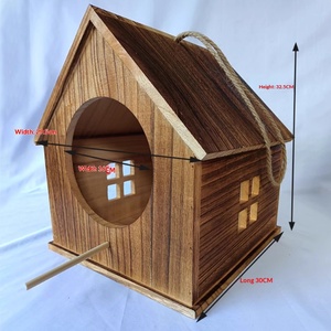 Caja de madera circular para búhos con orificio de entrada, para exteriores, con tornillos de montaje y virutas de madera, casa para mascotas - Product Image 6