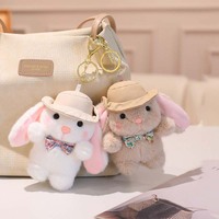 Porte-clés en peluche lapin à oreilles tombantes mignon avec divers styles de robes en dentelle, breloque de sac portable et cadeau délicat pour filles