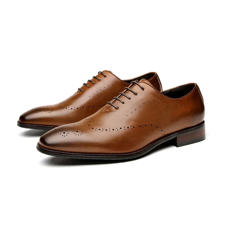 New Style Men Casual Oxford Leather Shoes Fashion Classic Handmade Thick Heels Black Male Wedding Formal Shoes