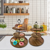 Support à gâteaux et plateau de service à 3 niveaux en bois d'acacia écologique, présentoir à cupcakes à étages pour mariages, goûters et événements champêtres