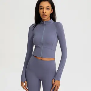 Test Snelle Levering Yoga Wear Activewear Crop Top Zip Yoga Jas Vrouwen Fabrikant In China