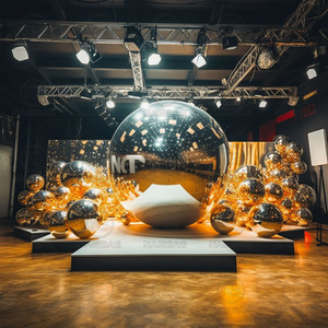 Bola de espejo reutilizable <span class=keywords><strong>gigante</strong></span> gran brillo burbujas inflables esferas grandes globos aire PVC bolas de Navidad para decoración de fiesta - Product Image 1
