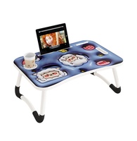 Bureau d'ordinateur portable convertible, table de lit pliable avec porte-gobelet pour étudiants, dortoir, bureau portable, design de dessin animé