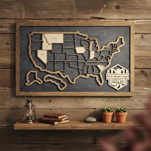 Mappa degli Stati Uniti in Legno Personalizzata al Laser, Regalo di Laurea, Ornamento di Compleanno - Product Image 2