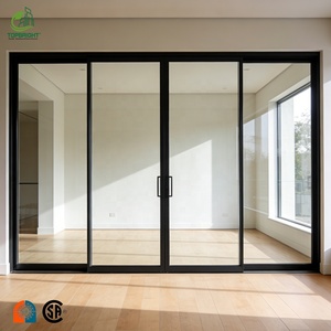 باب منزلق زجاجي مزدوج من الألمنيوم الأسود الحديث من توببرايت، مقاوم للأعاصير وعازل للحرارة، مناسب للمستشفيات والفنادق - Product Image 4