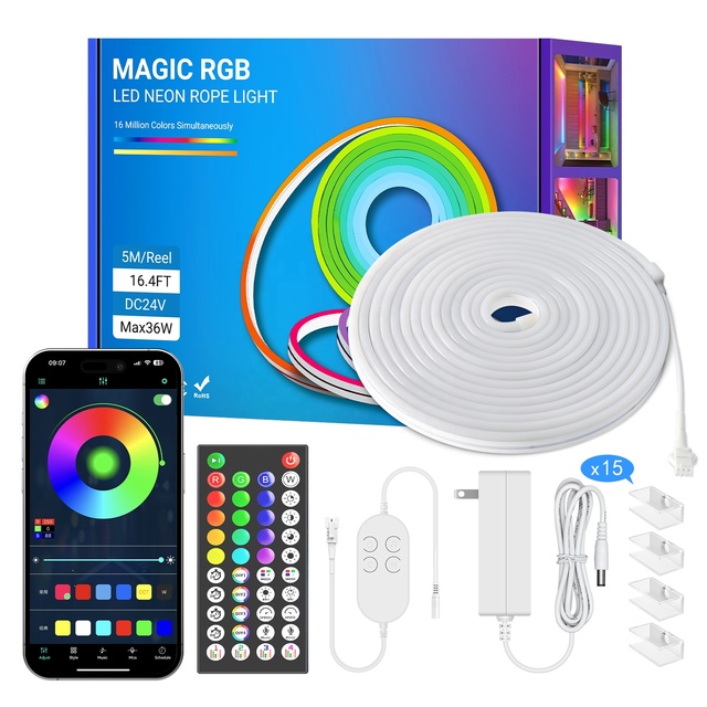 IP67 Waterproof Dot Less WS2811 Magic RGB Pixel Neon Led Strip Kit with WIFI Bluetooth APP Controller for Home Decoration Lights