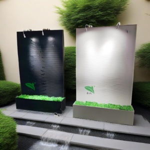 น้ำพุอะคริลิคติดผนังน้ำตกพร้อมไฟสีดำและสีขาวสำหรับตกแต่งบ้านในสวนแบบแฟชั่น