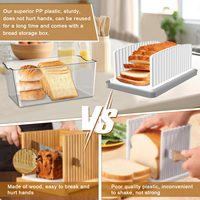 Trancheuse à pain pliable avec boîte à pain, guide de découpe réglable pour pain fait maison, gâteaux, bagels
