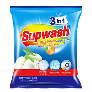 Laundry Detergent Powder Manufacturer Supwash 100g Cheap Detergent Rich Foam Perfumed Laundry Detergent Powder Apple Fragrance