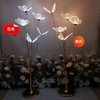 Décorations modernes d'extérieur en acrylique écologique pour mariage, papillons, avec éclairage LED blanc chaud/froid, lampe de sol AC dorée