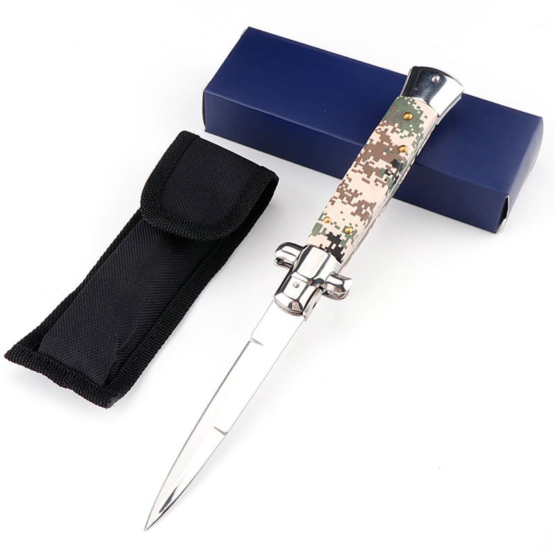 Camouflage handle white blade