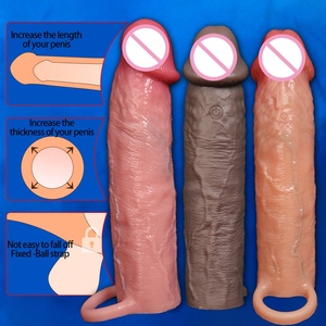 Préservatif Réutilisable en Silicone Réaliste Géant <span class=keywords><strong>pour</strong></span> Amélioration de l'Érection, Meilleur Extenseur de Pénis <span class=keywords><strong>pour</strong></span> Hommes, Manchon d'Extension, Jouets <span class=keywords><strong>pour</strong></span> Hommes Adultes LM-C-610-7 - Product Image 4