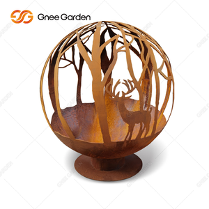Grand foyer décoratif de jardin extérieur rond en acier corten avec motif de feuilles pour paysage de patio - Product Image 5