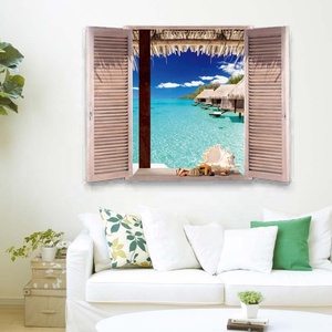 Pegatinas Decorativas de <span class=keywords><strong>Pared</strong></span> con Paisaje Marino, Vinilo Adhesivo <span class=keywords><strong>3D</strong></span> de PVC, Removible, Impermeable, Decoración del Hogar - Product Image 4