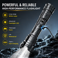 Lampe torche tactique LED d'extérieur avec mise au point variable, rechargeable USB-C, étanche en ABS, pour la chasse, la randonnée et les situations d'urgence