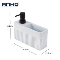 Distributeur de savon manuel finition pierre, en polyrésine, bouteille mince rechargeable avec pompe pour évier de cuisine, savon à vaisselle et lavage des mains
