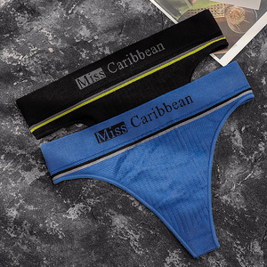 Mujeres Sexy Deportes Fitness Carta Raya Bragas <span class=keywords><strong>Tanga</strong></span> Ropa interior Sin costuras Cintura alta Sexy Calzoncillos Tangas - Product Image 3