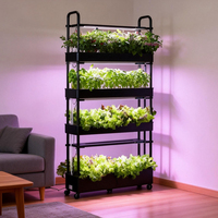 Système de culture hydroponique mobile intelligent à 4 niveaux pour usage domestique, avec roues et système de recirculation, facile à utiliser pour les légumes à feuilles.