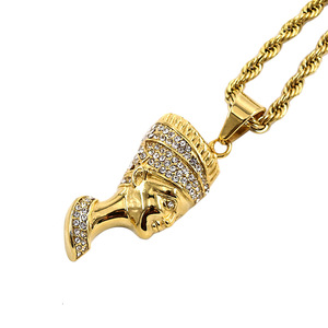 Pendentif unique Tête de Néfertiti de l'Égypte ancienne pour femme, en acier inoxydable, bijoux africains - Product Image 2